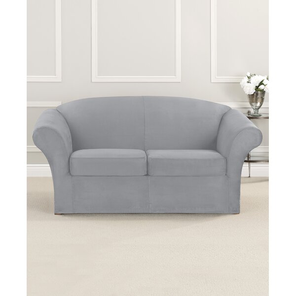 Ultimate Stretch Suede Box Cushion Loveseat Slipcover By Sure Fit