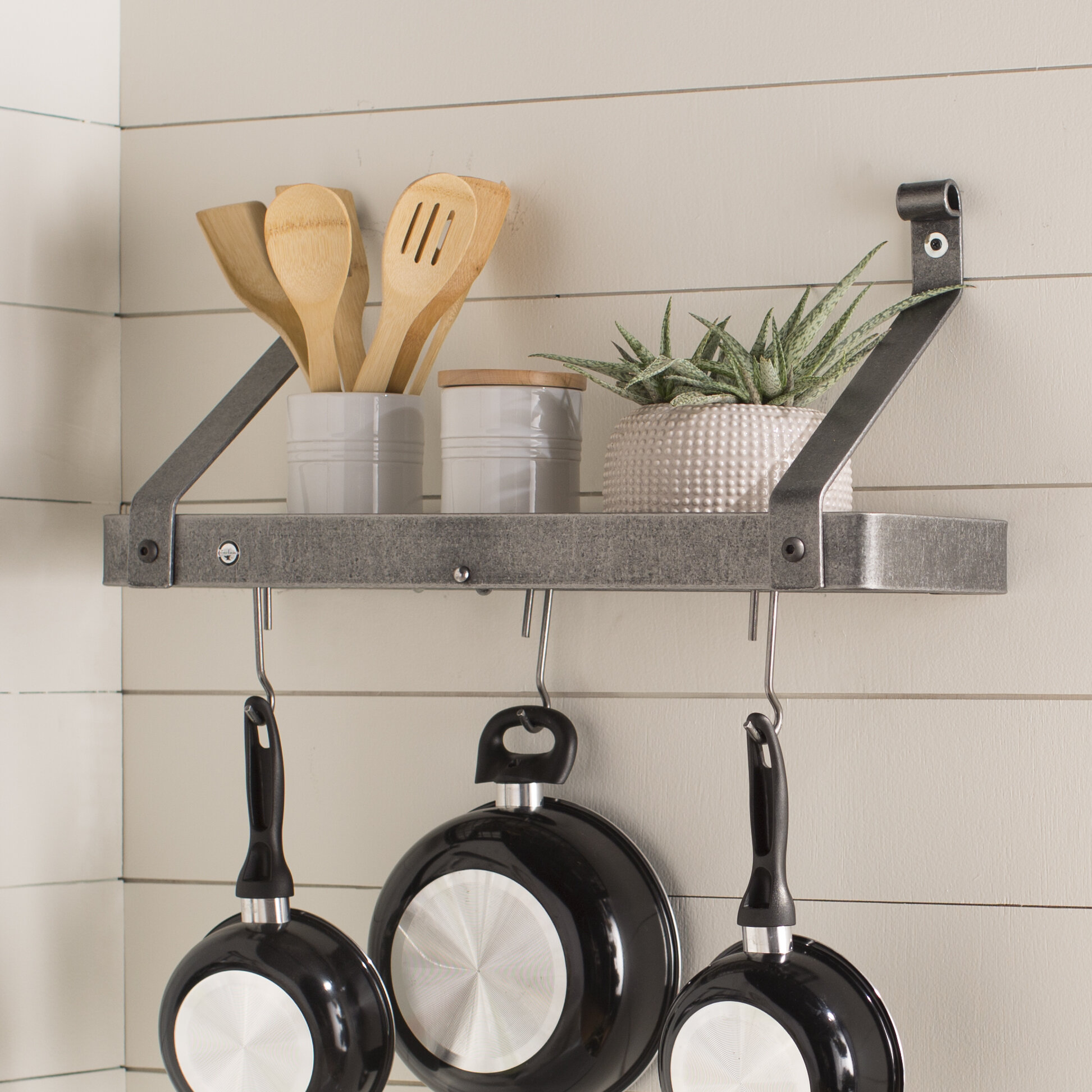 Usa Handcrafted Gourmet Wall Mounted Pot Rack Reviews Joss Main