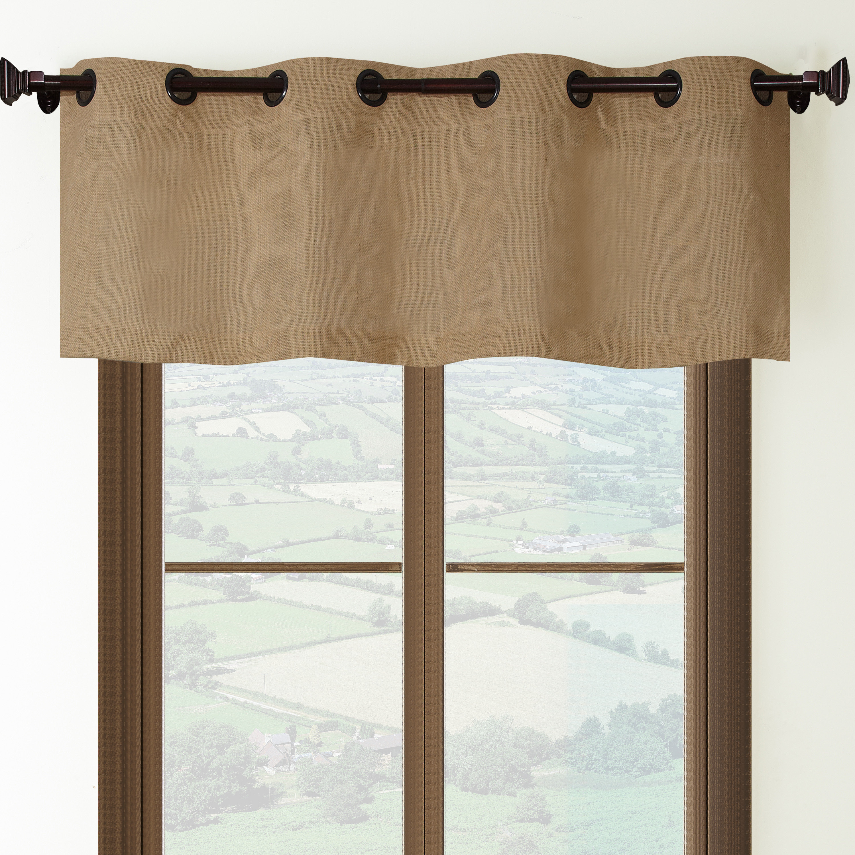 Charlton Home Mccollom Burlap Grommet Top 54 Window Valance