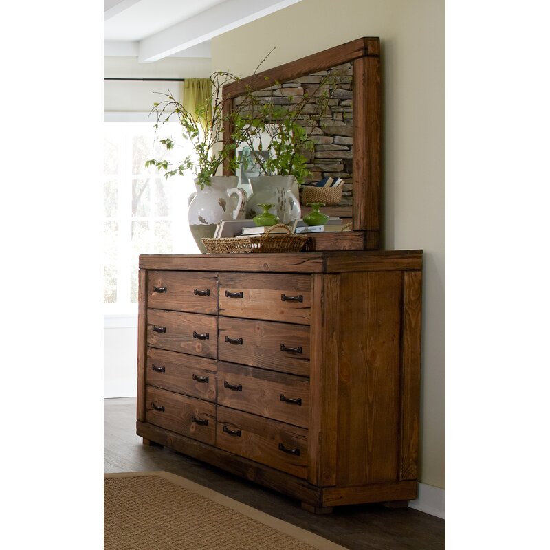 Union Rustic Nyla 8 Drawer Double Dresser With Mirror Reviews