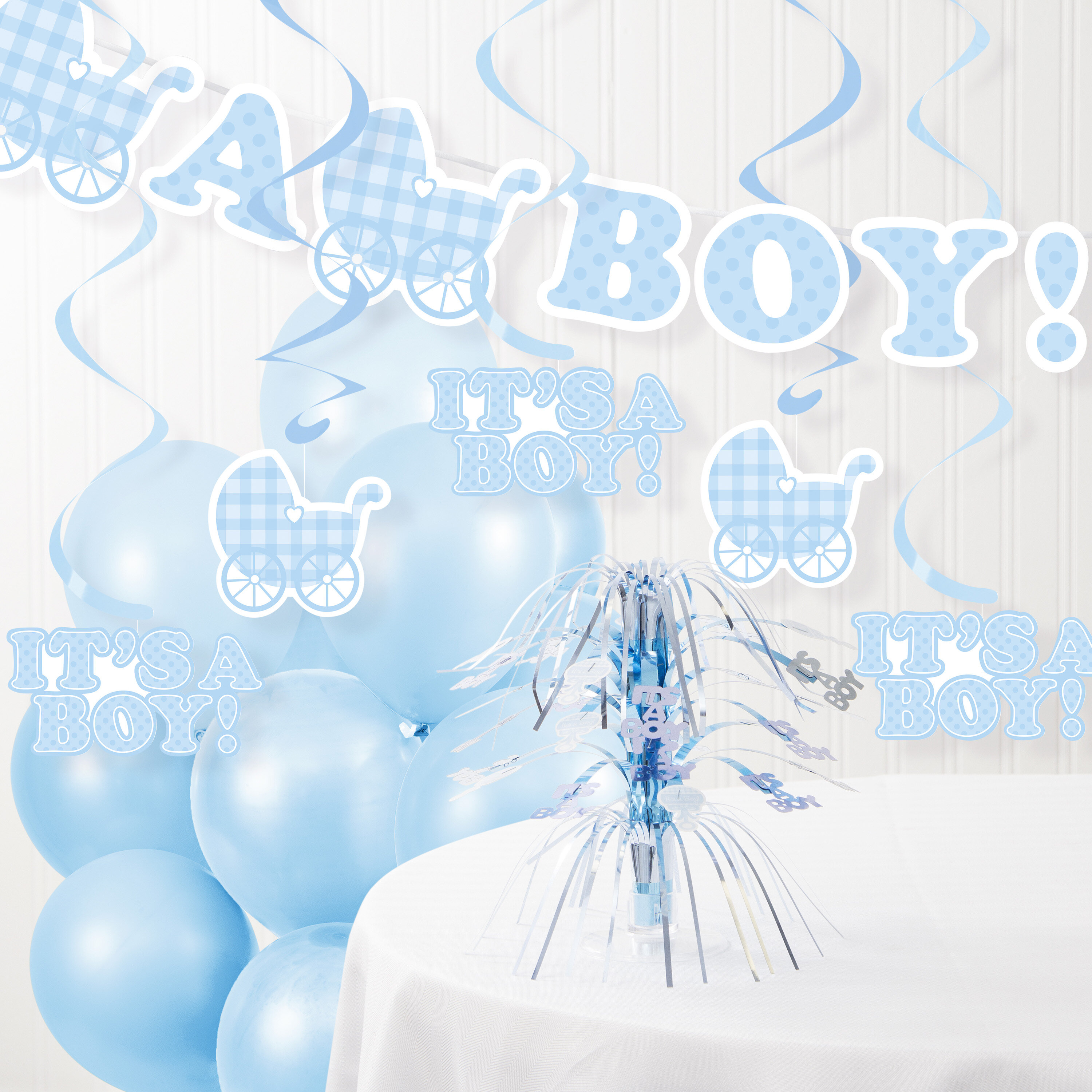 It/'s a Boy Decorating Kit for Baby Shower 3 Hanging Lanterns for It/'s a Boy
