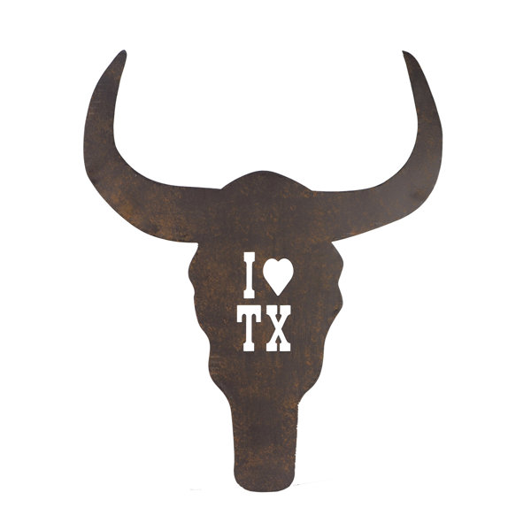 Millwood Pines Large 24 Metal Texas Longhorn Skull I Love Tx Home