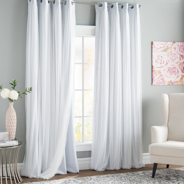White Curtains With Gray Trim Wayfair