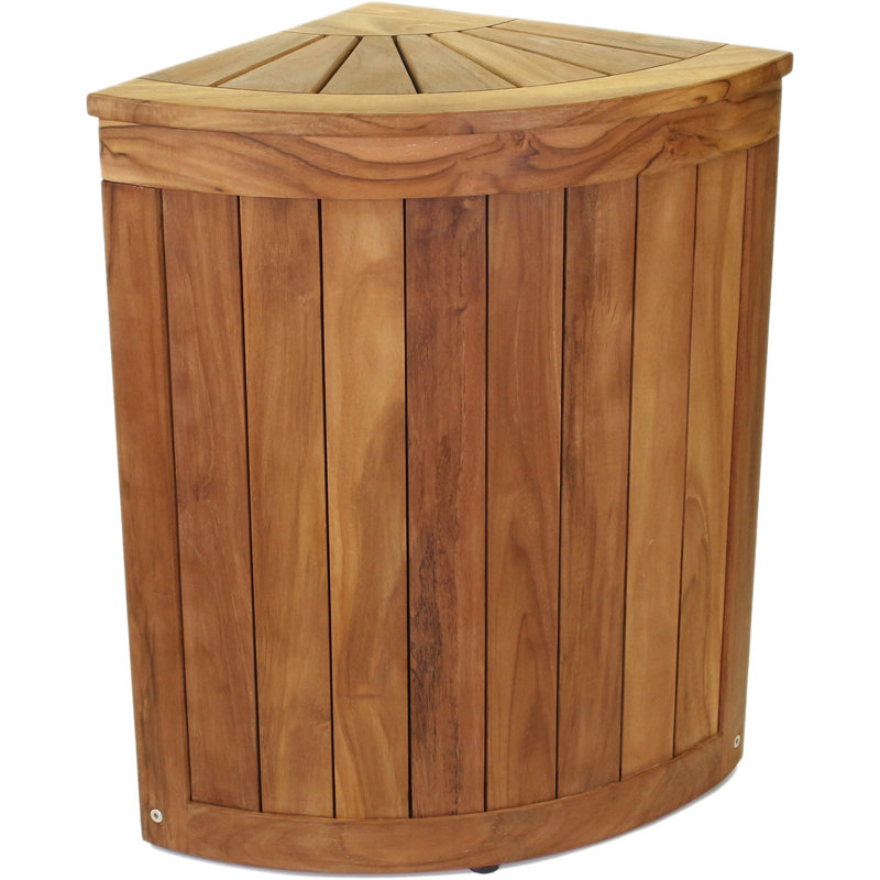 Millwood Pines Milliron Corner Teak Laundry Hamper Wayfair Ca .corner cabinets corner shelves decorative storage cabinets laundry hampers laundry sorters linen cabinets medicine cabinets over the toilet etageres wall cabinets abaca abs (acrylonitrile.