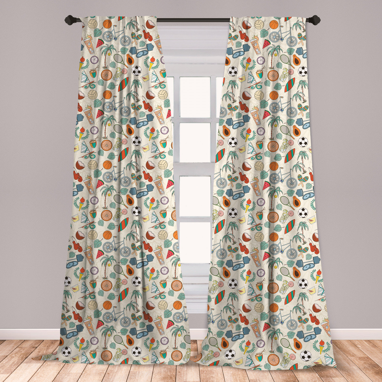 East Urban Home Ambesonne Sport 2 Panel Curtain Set Sports Themed