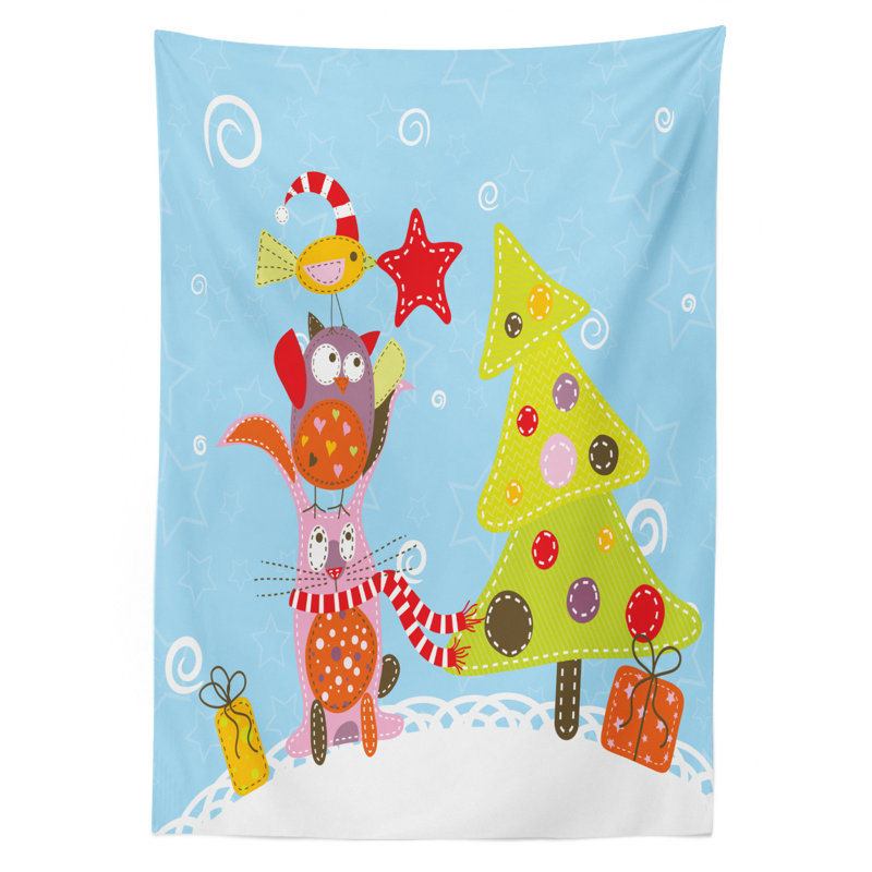 East Urban Home Funny Cartoon Cat Owl And A Bird Best Friends