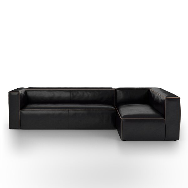 Henderson Leather Sectional By 17 Stories