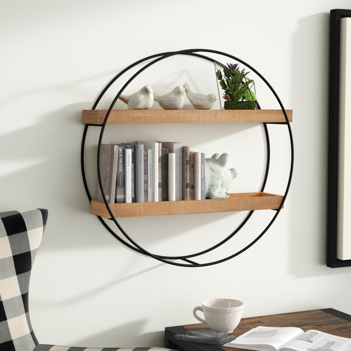 Maisha Round Metal And Wood Wall Shelf Maisha Round Metal And Wood Wall Shelf