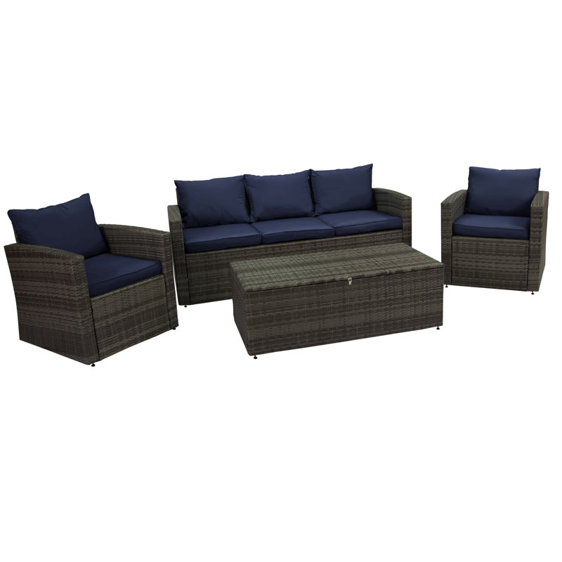 Arlington 4 Piece Rattan Sofa Seating Group With Cushions Arlington 4 Piece Rattan Sofa Seating