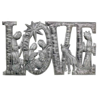 The Holiday Aisle Love Metal Art With Nativity Scene Wall Decor