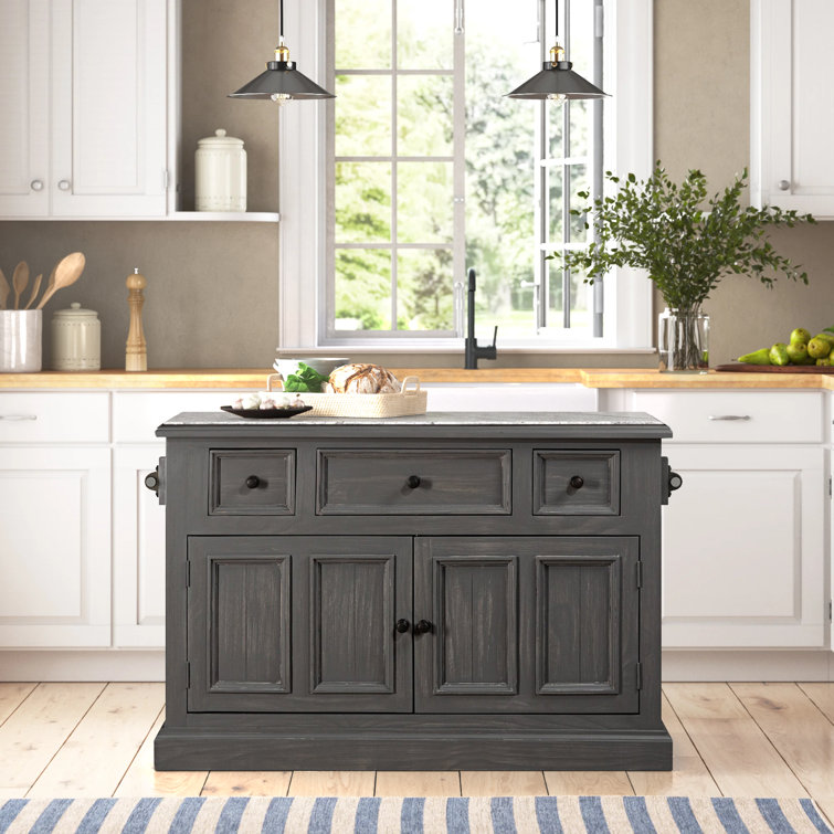 Eloy 51'' Wide Rolling Kitchen Island with Granite Top