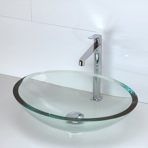 Ela Translucence Glass Oval Vessel Bathroom Sink