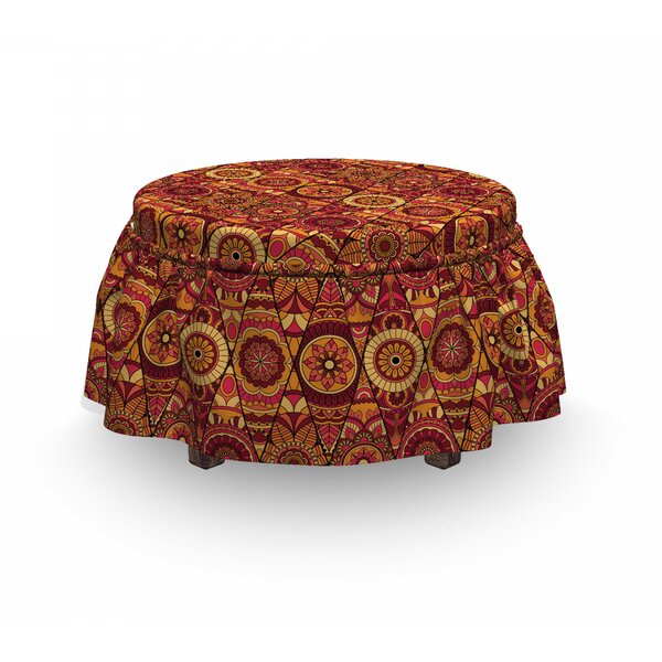 Mandala Floral Boho Geometric 2 Piece Box Cushion Ottoman Slipcover Set By East Urban Home
