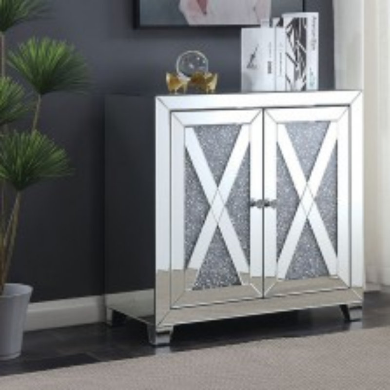 House Of Hampton Robillard 2 Door Mirrored Accent Cabinet Wayfair