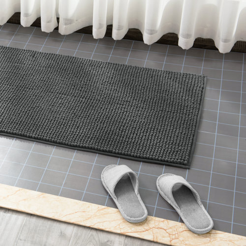 Luxury Chenille Super Soft Absorbent Microfiber Rectangle Bath Mat Brayden Studio Size: 1.5cm H x 40cm W x 60cm D, Colour: Grey