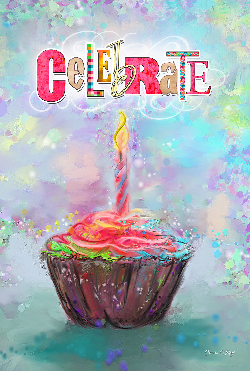 Toland Cup Cake Party 12.5 x 18 Colorful Birthday Cupcake Candle Garden Flag 