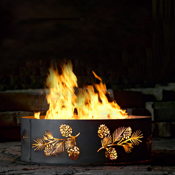 Millwood Pines Jeter Pine And Bough Steel Wood Burning Fire Ring