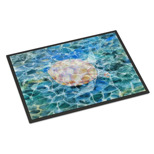 East Urban Home Sea Turtle Under Water Non Slip Outdoor Door Mat