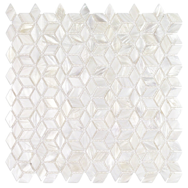 Pacif Random Sized Glass Pearl Shell Mosaic Tile in Polished White/Pearl by Splashback Tile