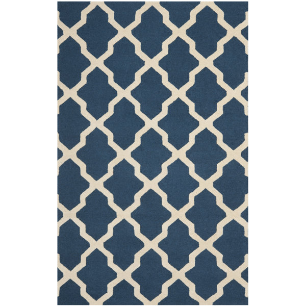 Charlenne Lattice Handand-Tufted Wool Navy Blue Area Rug by Zipcode Design