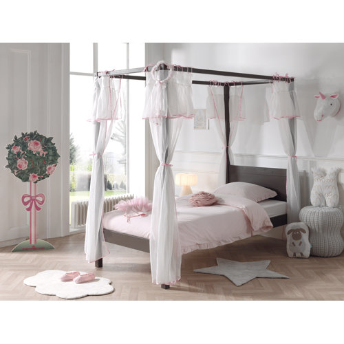 Beale European Single (90 x 200cm) Four Poster Bed with Curtain Isabelle and Max