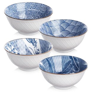 New Unique Vintage Inspired Soup Crocks Bowls Blue White Striped