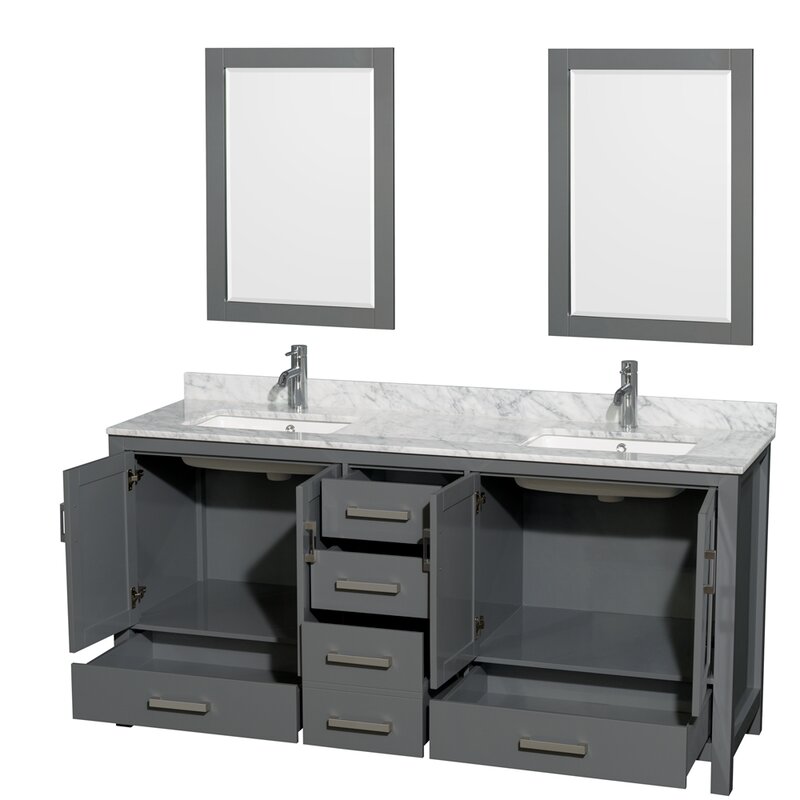 Wyndham Collection Sheffield 72 Inch Double Bathroom Vanity In