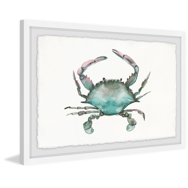 Highland Dunes Pastel Crab Framed Watercolor Painting Print