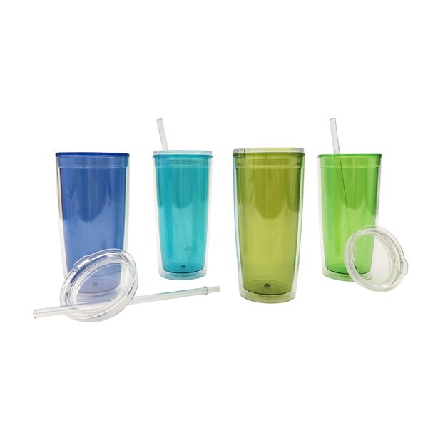 Haledon BPA Free 20 oz. Plastic Travel Tumblers (Set of 4) by Highland Dunes