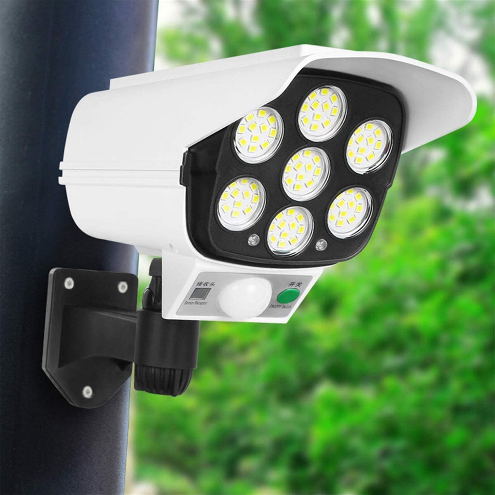 77 LED Solar Security Light PIR Motion Sensor Wall Lamp Garden Home Fake Camera 
