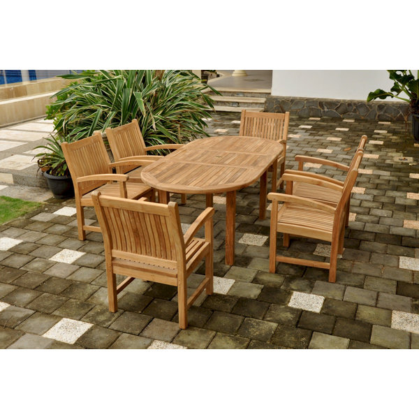 Farnam 7 Piece Teak Dining Set by Rosecliff Heights