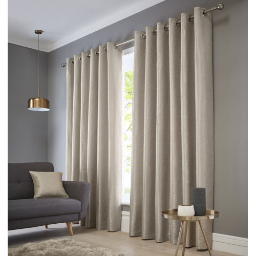Bristoly Eyelet Room Darkening Thermal Single Curtain Three Posts Size per Panel: 117 W x 183 D cm, Colour: Natural