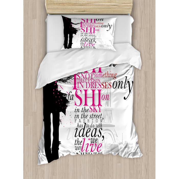 Fashion House Woman With Elegant Shawl Paris In Autumn Inspirational Vogue Theme Duvet Cover Set