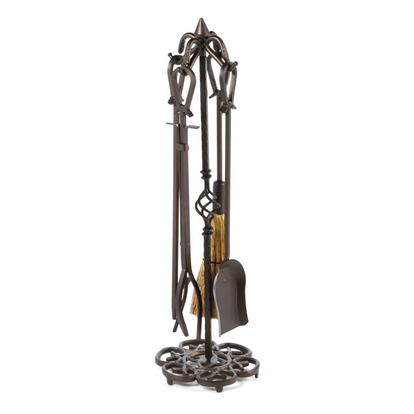 4 Piece Bronze Heavy Weight Fireplace Tool Set With Stand by Uniflame Corporation