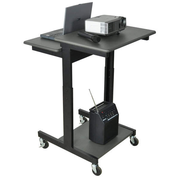 Mobile Adjustable Height Computer Workstation AV Cart by Luxor