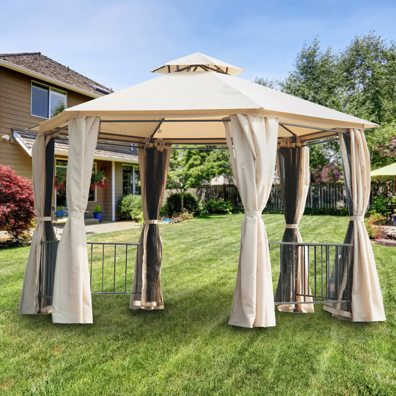 Garden Winds Outsunny Hexagon Gazebo Replacement Canopy Wayfair Garden Winds Outsunny Hexagon Gazebo