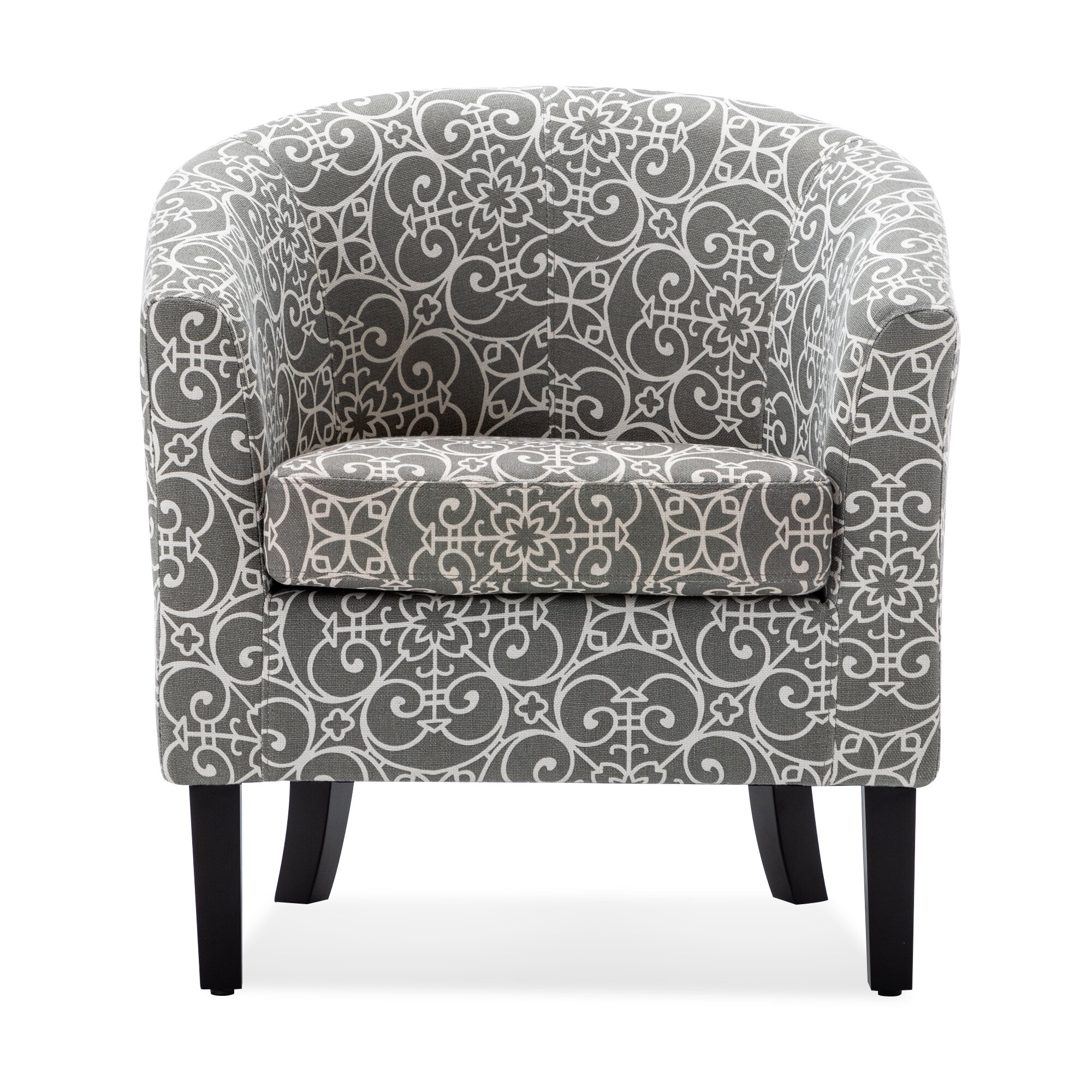grey and white armchair