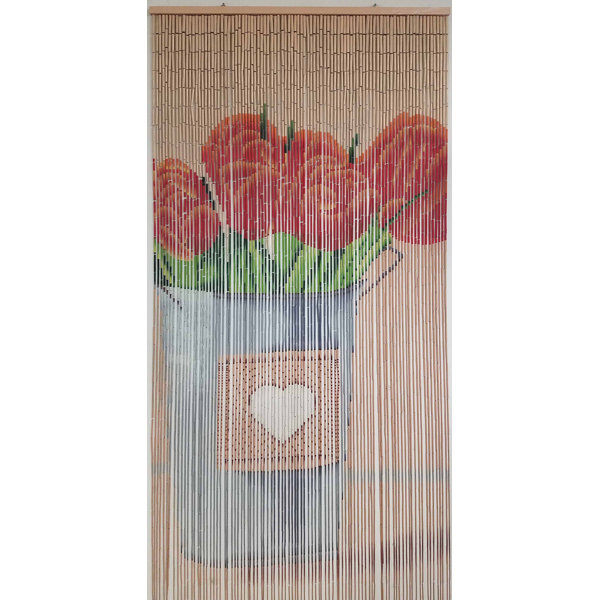 Evideco Door Curtain Beaded Floral Semi Sheer Thermal Outdoor