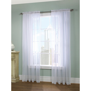 Ibrahim Tailored Solid Sheer Rod Pocket Curtain Panels (Set of 2)