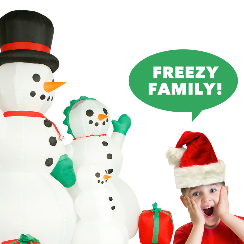 Christmas Snowman Family Light Box Decor 10 Inch H