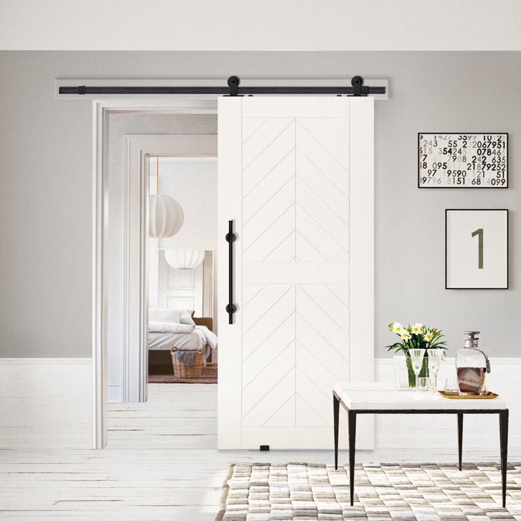 barndoorz paneled manufactured wood primed barncraft barn door without installation hardware kit reviews wayfair