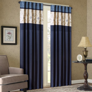 Brierwood Nature/Floral Room Darkening Rod Pocket Single Curtain Panel