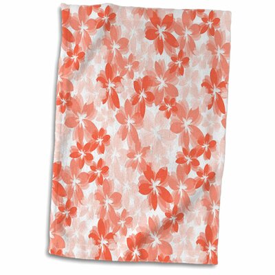 Peach Tropical Flowers Hand Towel Symple Stuff