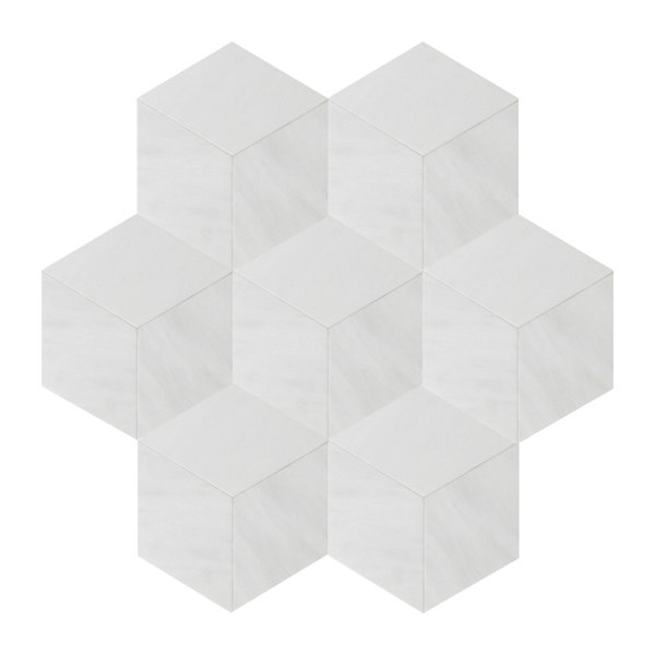 Soft Touch Rhombus 4 x 4 Marble Mosaic Tile in White by Seven Seas