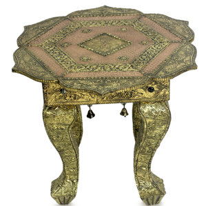 Golden Lotus Brass End Table by Novica