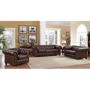 Navya 3 Piece Leather Living Room Set by Canora Grey