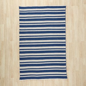 Pierce Hand-Woven Navy/White Area Rug