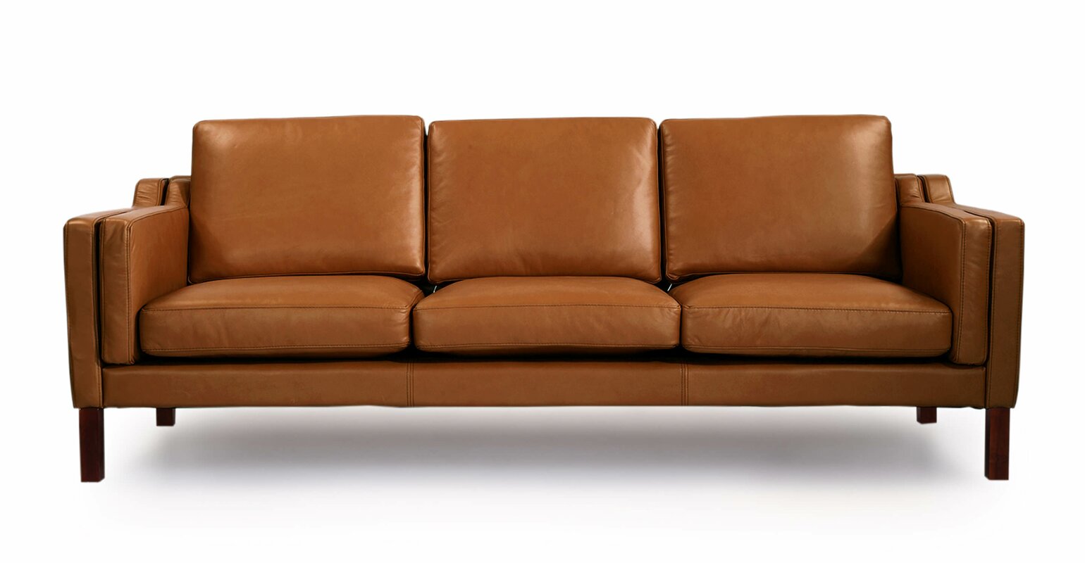 Rolando Mid Century Modern Leather Sofa