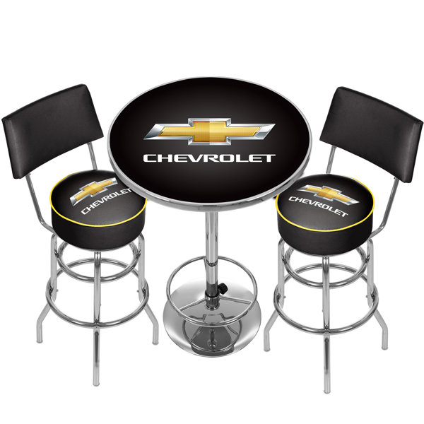 Chevrolet Game Room Combo 3 Piece Pub Table Set By Trademark Global Wonderful