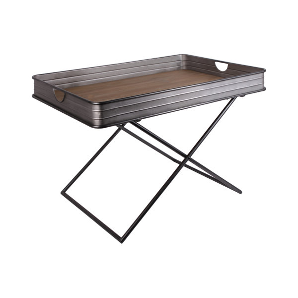 Williston Forge Metal Rectangular Tray Table with Wood ...